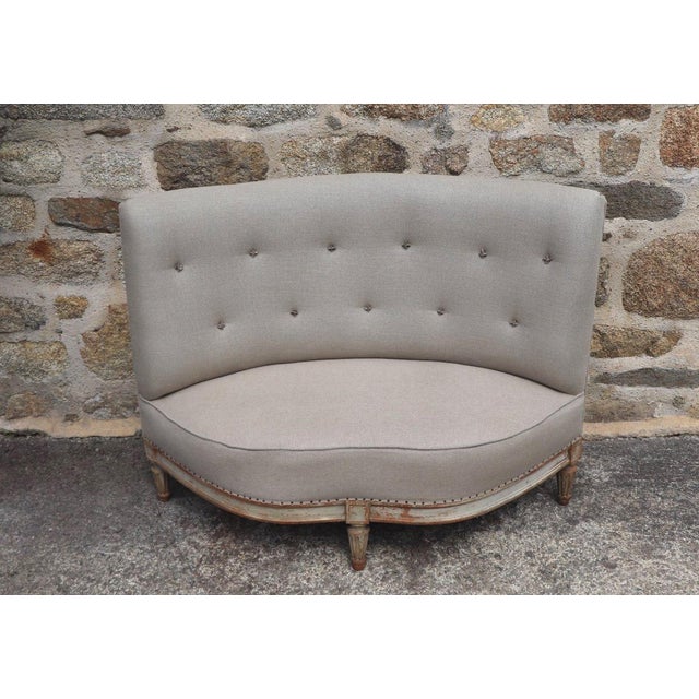 19th Century French Napoleon III Benches in Natural Linen, Set of 2 For Sale - Image 9 of 11