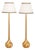 Pair of Robert Kuo Spiral Bulb Form Gilt Brass Floor Lamps For Sale