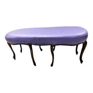 Early 21st Century Louis XV Bench With New Leather Upholstery For Sale