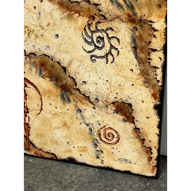 Circa 2002 Stephen K. McCullough. “Bird Headed Shamans” Original Acrylic Indian Painting For Sale - Image 11 of 12