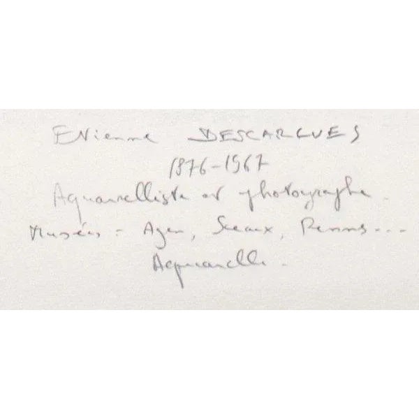 Mid 20th Century "Aquarelle" Expressionist Landscape Naturalistic Aquarelle Watercolor Painting on Paper by Etienne Descargues For Sale - Image 11 of 12