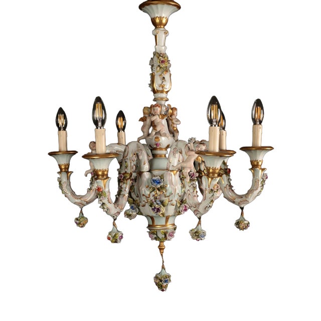 Antique Porcelain Chandelier, Europe For Sale