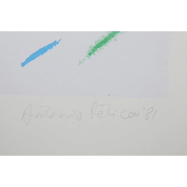 A lithograph by Brazilian artist, Antonio Peticov from 1981 that is titled "Passing By I". It is signed and numbered 30 in...