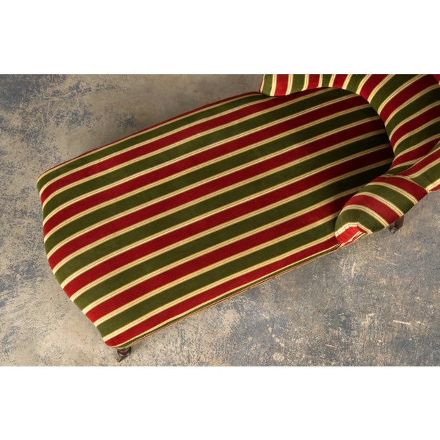 19th Century French Napoleon III Chaise Lounge in Striped Velvet For Sale - Image 10 of 12
