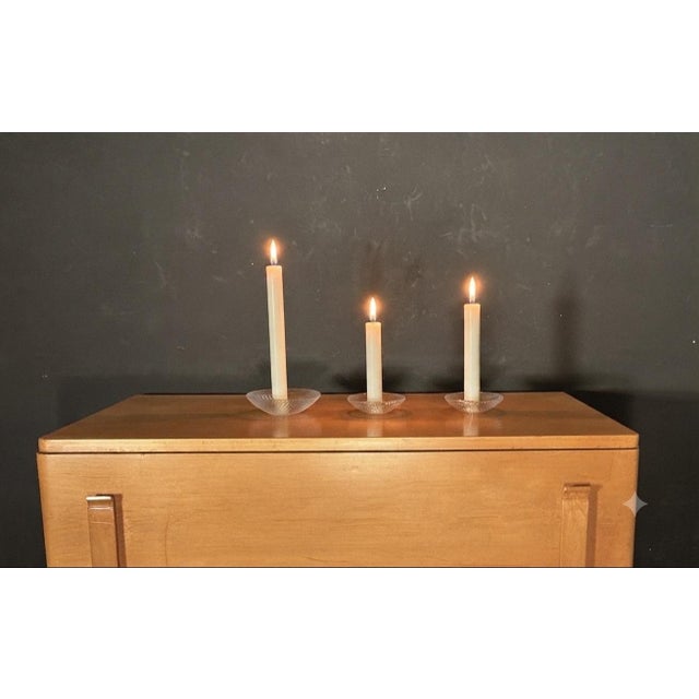 Holmegaard Vintage 1970s Holmegaard Trigona Clear Glass Candle Holders, Set of 3 For Sale - Image 4 of 12