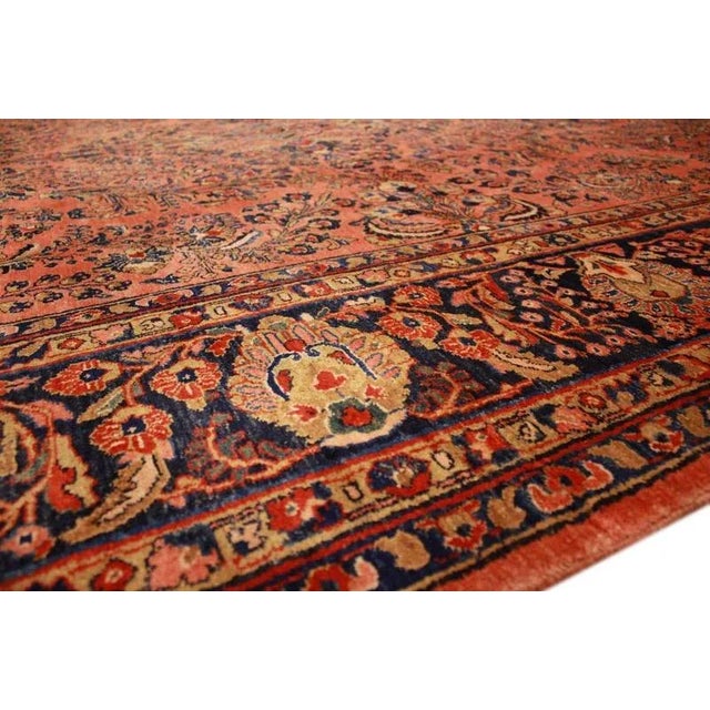 Red Antique Middle Eastern Saroug Rug For Sale - Image 8 of 11