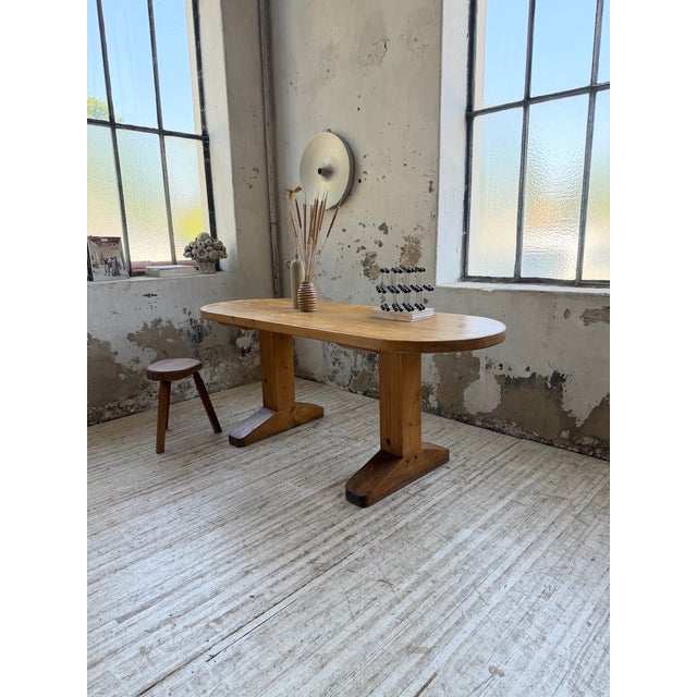 Brutalist Oval Table in Pine, 1950 For Sale - Image 12 of 18