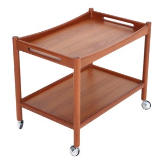 Danish AT-45 Serving Trolley in Teak by Hans J. Wegner for Andreas Tuck, 1960s For Sale