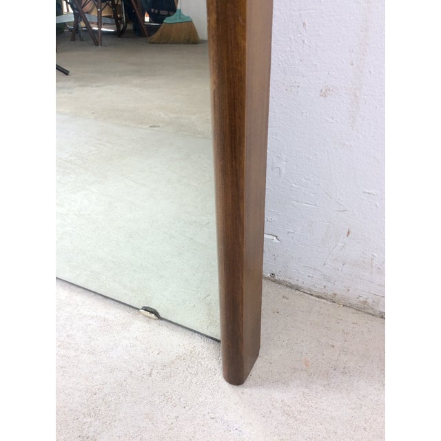 Brown Mid Century Modern Tall Rectangular Wall Mirror With Unique Two Sided Walnut Frame and Beveled Edge For Sale - Image 8 of 14
