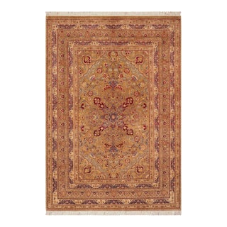Shabby Chic 1990's Pak-Persian Brown/Gold Wool Rug - 6'1'' X 8'11'' For Sale