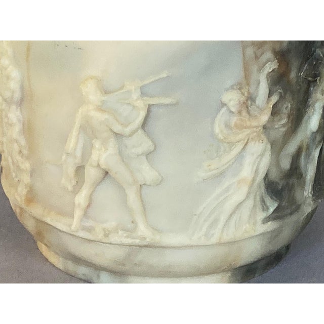Late 20th Century Late 20th Century Slag Glass Urn or Relief-Decorated Vase, Ancient Neo-Classical Bacchanalian Figural Scene For Sale - Image 5 of 10