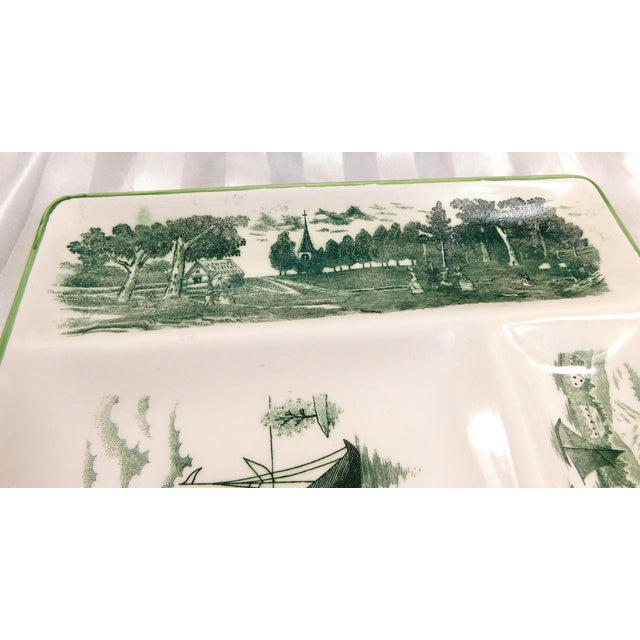 Traditional 1950s Green and Cream Divided Serving Tray For Sale - Image 3 of 4