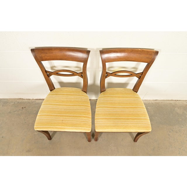 1960s Kindel Furniture Style Regency Carved Walnut Side Chairs or Dining Chairs, Pair For Sale - Image 5 of 13