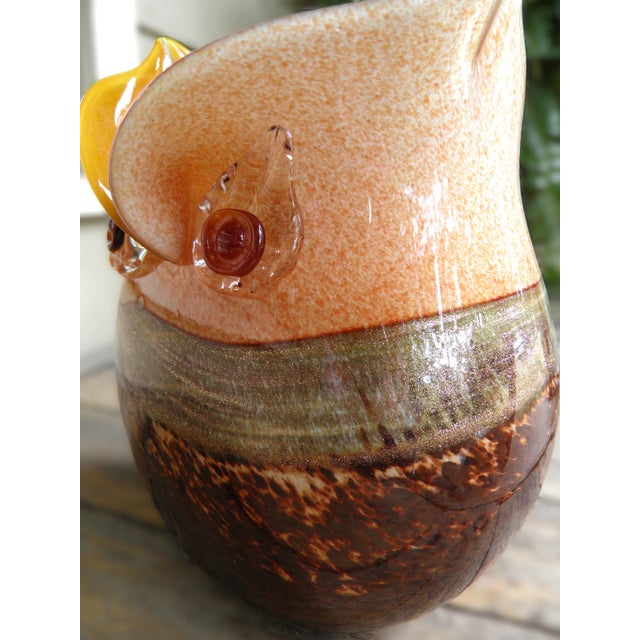 Glass Art Glass Hand-Blown Ombré Owl Vase For Sale - Image 7 of 10