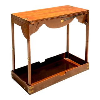 Vintage English Collapsible Flip Top Campaign Game Table For Sale
