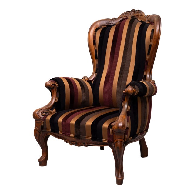 Antique Easy Chair with Paul Smith Fabric, 1880s For Sale