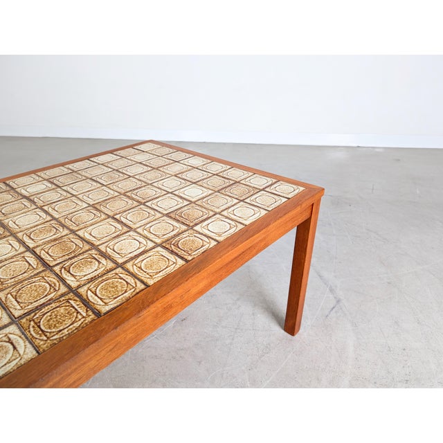 Wood Mid-Century Brutalist Coffee Table in Teak with Ceramic Tiles For Sale - Image 7 of 8