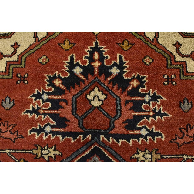 Heriz Rug 8′ X 10′ Rust Wool Tribal Hand-Knotted Oriental Carpet For Sale - Image 9 of 15