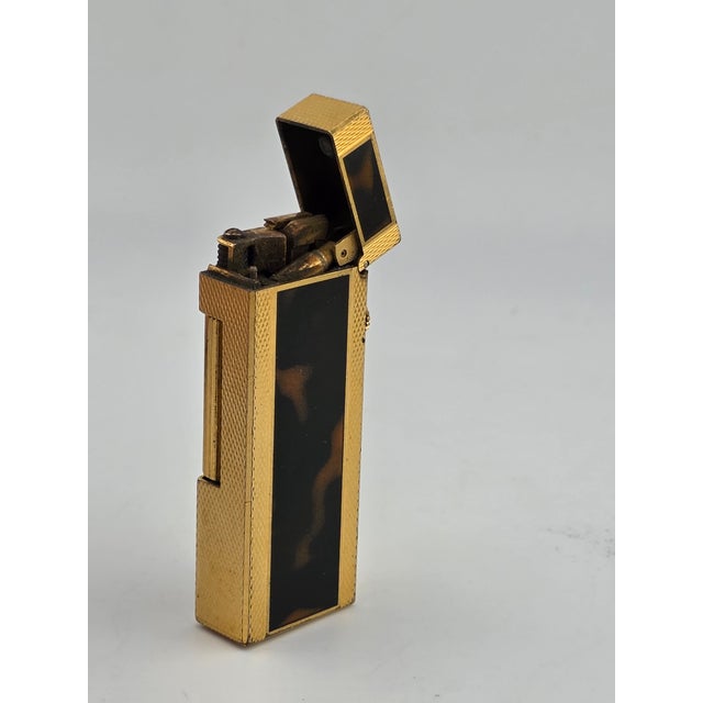 1980s Rare Vintage Dunhill Square Lacquer Marble Roller Gas Lighter Gold Brown Swiss Made. For Sale - Image 5 of 14