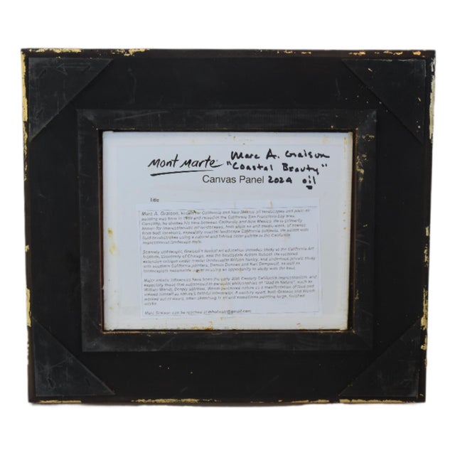 Marc M. Graison, California Coastal Landscape "Coastal Beauty" Painting Including the Antiqued Gold Wood Frame For Sale - Image 4 of 5