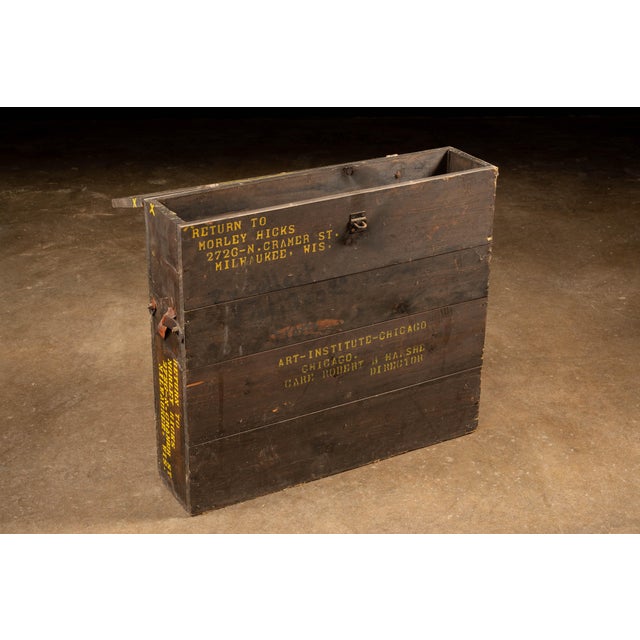 Industrial 1930s–1950s Morley Hicks Art Institute of Chicago Wooden Shipping Crate For Sale - Image 3 of 6