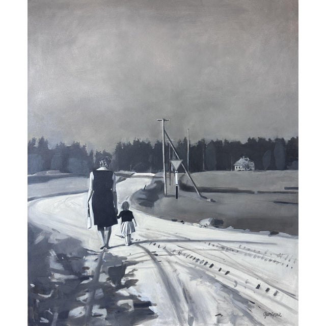 Author: Kristīne Guršpone, Childhood, oil on canvas, size: 120 x 90 cm, year of 2023