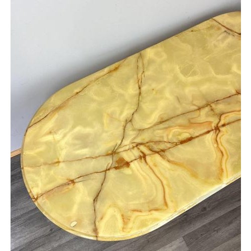 Vintage French Onyx and Brass Coffee Table with Ornate Marble Top For Sale - Image 14 of 18