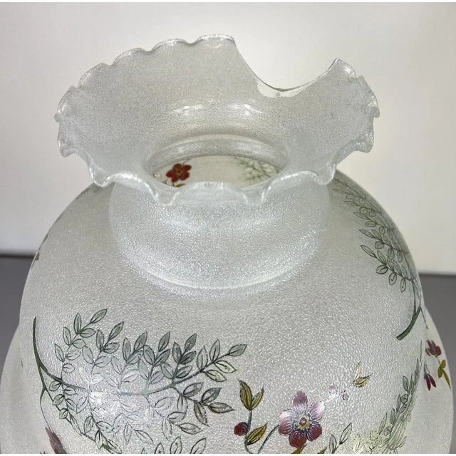 Metal Vintage Spring Milk Glass Floral Table Lamp For Sale - Image 7 of 15