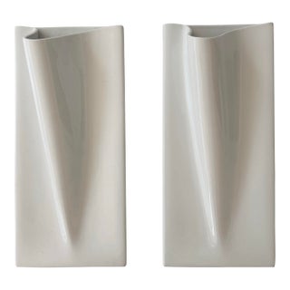 Contemporary White Glossy Wall Vases by Arhaus For Sale