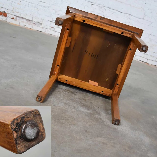 Campaign Style Square Side Table With White Laminate Top by Hickory Furniture Mfg. For Sale - Image 12 of 13