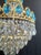 Vintage 1960s Art Deco Crystal Brass Aqua Blue Basket Chandelier For Sale - Image 9 of 13