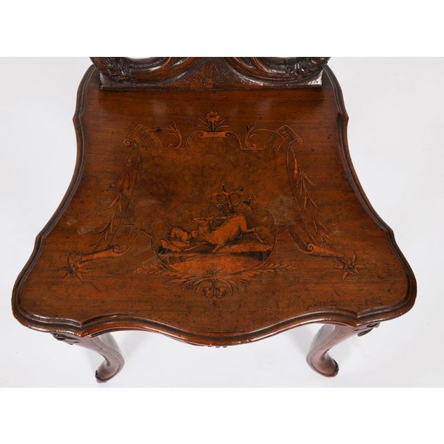 Antique Swiss Walnut Marquetry Inlaid Musical Chair, 19th Century For Sale - Image 4 of 16