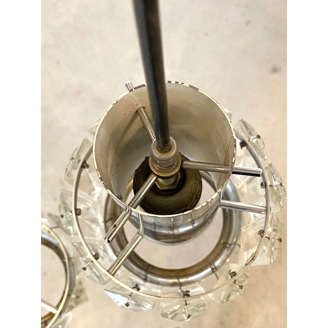 Black Steel and Crystal Chandelier, 1960s For Sale - Image 8 of 13