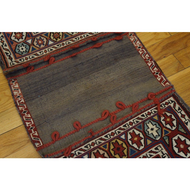 Tribal 1900s Blue Medallion Tribal Antique Pesian, Soumak Rug 1'4" X 3'6" Handknotted Carpet For Sale - Image 3 of 5