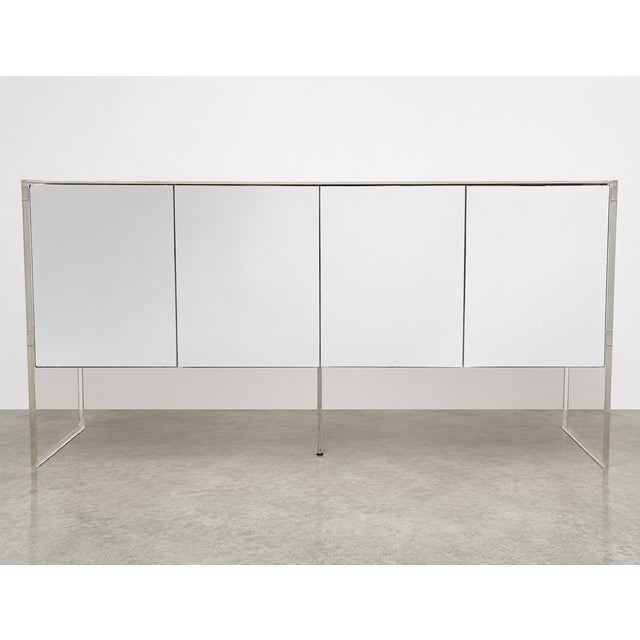 Vintage Mirrored White Laminate & Lucite Credenza For Sale - Image 9 of 14