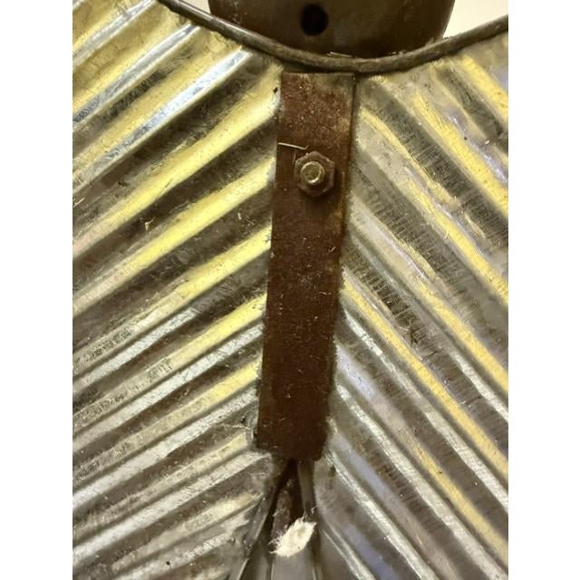 Gray Large 21" Brutalist Folk Art Angel Candle Holder Lantern - Hand-Hammered Steel Drum For Sale - Image 8 of 15