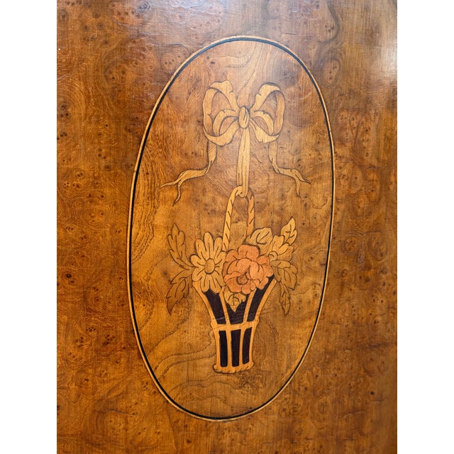 Antique French Empire Style Marquetry Cabinet / Nightstand With Marble Top and Gold Gilt Bronze Mounts For Sale In Providence - Image 6 of 13