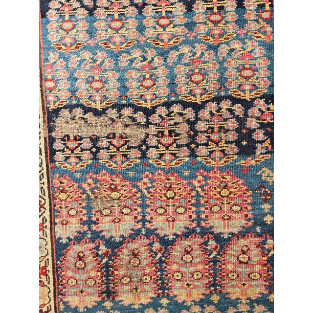 19th Century Persian Bidjar Runner, Hand-Knotted Wool, Allover Paisley Pattern, Blue & Red, 3x9 For Sale - Image 10 of 14