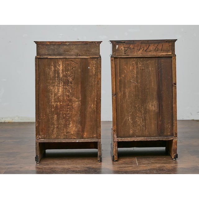 Biedermeier Pair of 19th Century Biedermeier Bedside Cabinets, Walnut and Ebonized Columns For Sale - Image 3 of 12