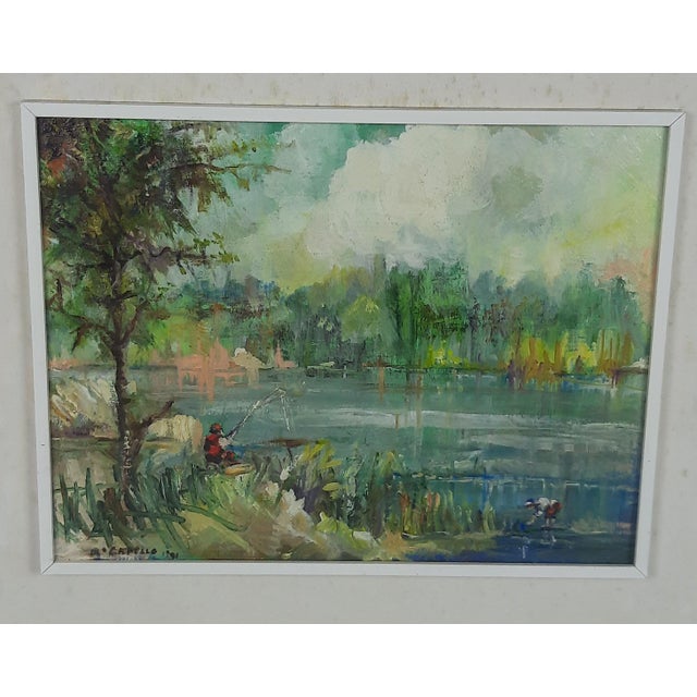 A relaxing oil painting by artist a. Capello created in 1991. The work captures a scene of natural tranquility, enhanced...