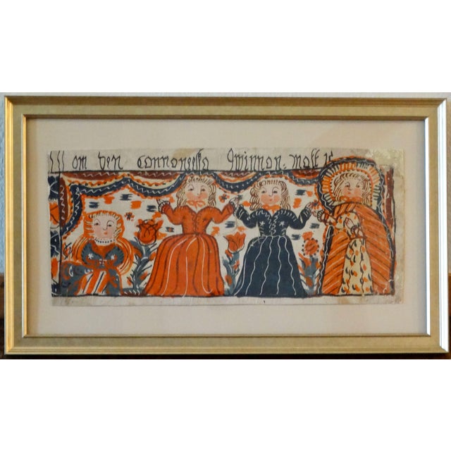 Wood Early 19th-Century Swedish Figural Bonad Folk Art Painting Hand Painted For Sale - Image 7 of 8