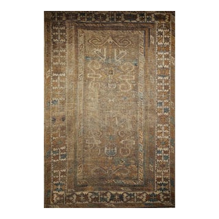 Antique Caucasian Shirvan Perpedil Area Rug, Handwoven Geometric Design, 4' x 6' For Sale