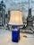 Blue Large Glazed Ceramic Table Lamp with Silk Lampshade, 1960s For Sale - Image 8 of 18