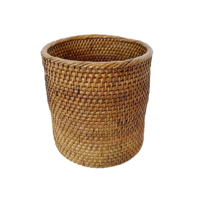 Wood Rattan Cup Holder Small For Sale - Image 7 of 7