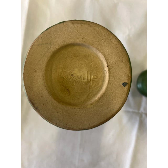 1940s Style Roseville Style Pottery Candlestick Holders - a Pair For Sale - Image 9 of 11