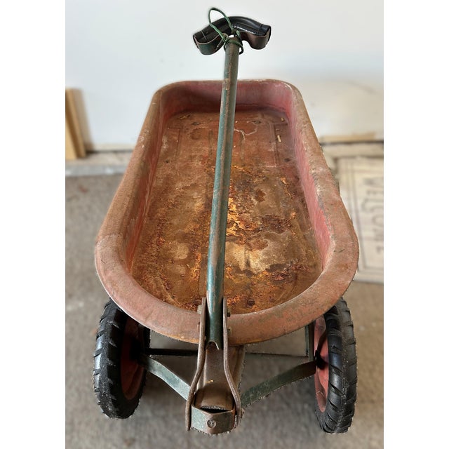 Vintage 1950s Original United Clipper Child's Little Red Wagon For Sale - Image 4 of 5