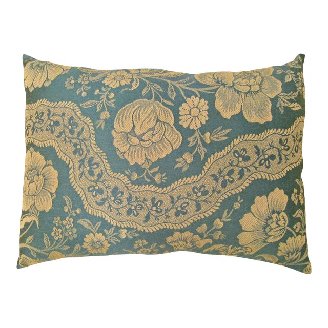 Decorative Vintage European Chinoiserie Fabric Pillow with Floral Design For Sale