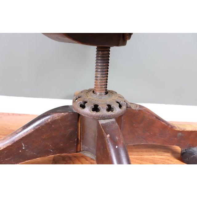 1930s Vintage Milwaukee Chair Company Mahogany Swivel Banker's Chair