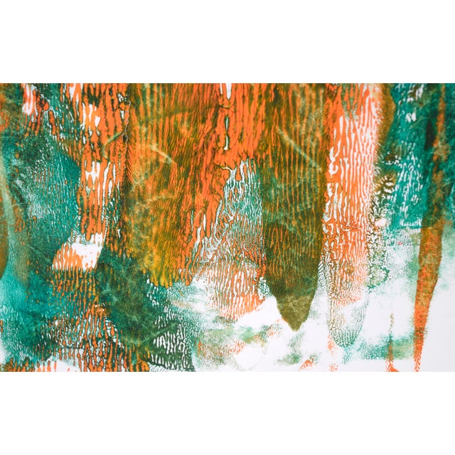 Green and Orange Abstract Composition in Acrylic on Paper by Ricardo De Silva For Sale In Monterey, CA - Image 6 of 7