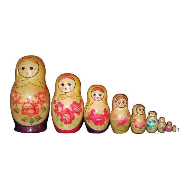 Antique Russian Nesting Dolls Set of 10 Circa 1960's Chairish